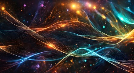 Obraz premium A colorful, swirling pattern of lights and dots