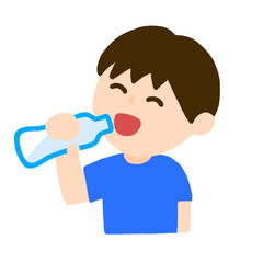 水を飲む男の子