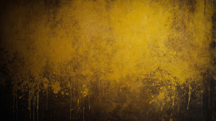 Fototapeta premium Abstract grunge textured background with yellow and black paint splatters, perfect for art projects.