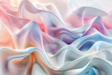 Obraz premium abstract 3d composition with smooth undulating pastel shapes soft multicolor palette creating dreamy aesthetic atmosphere in minimalist geometric design