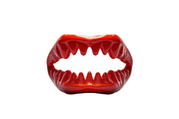 Naklejka premium A striking red mouth showcasing sharp teeth, perfect for themes of horror or creativity.
