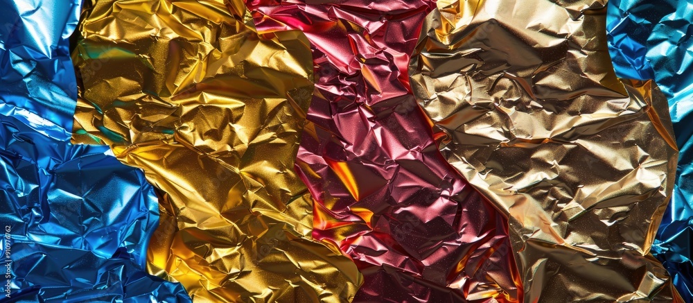 Leinwandbilder crumpled foil texture with colored reflection resembling shiny crumpled paper perfect for a project 