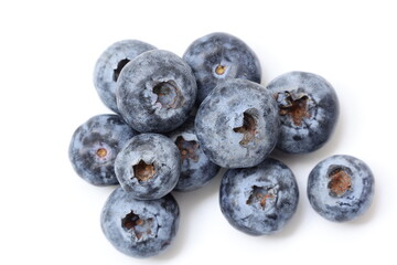 blueberries on white background
