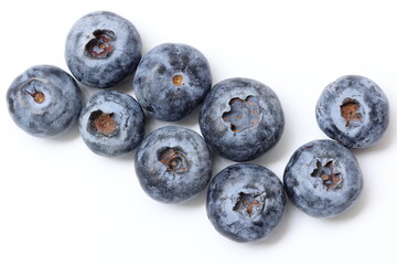 blueberries on white background