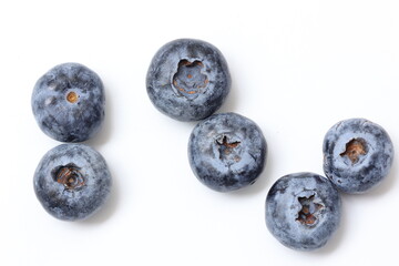 blueberries on white background