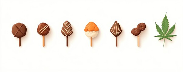 A colorful assortment of chocolate lollipops featuring unique shapes and designs, perfect for dessert inspiration or sweet treats.