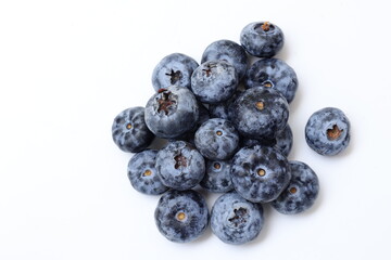 blueberries on white background