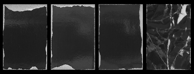 Empty old vintage black scratch torn poster set overlay texture background