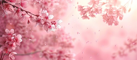 Fototapeta premium Spring cherry blossom background with space for text in the image. copy space available