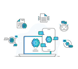 AI-Driven Customer Support with Chatbots, Document Understanding, Text Completion, Language Correction, and Speech Recognition Icons