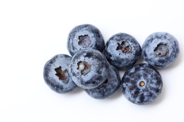blueberries on white background