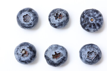 blueberries on white background