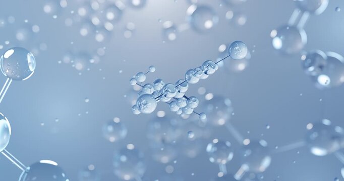 Tafamidis, rotating 3D model of miscellaneous therapeutic agents, seamless looped video, molecular structure with selective focus