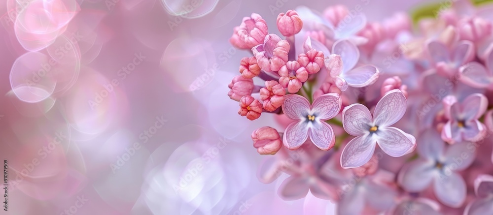Aufkleber Close up of a stunning lilac flower against a blurred background with ample copy space image