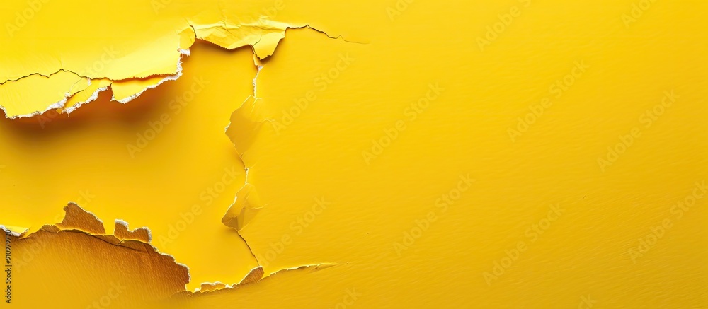 Aufkleber yellow background with torn paper for text placement featuring a copy space image for mockup purpose
