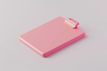 Pink Clipboard with Metal Clip on a White Background