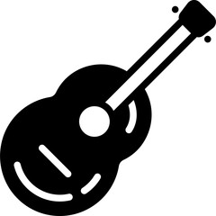 Acoustic Guitar Glyph Icon Design Vector