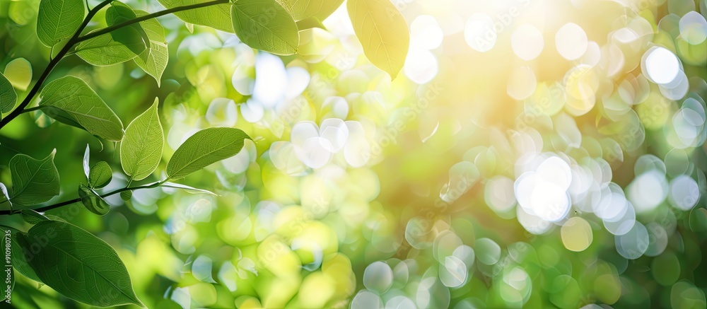 Canvas Prints Copy space image with sunlight filtering through natural green leaves on a blurred greenery background in a garden