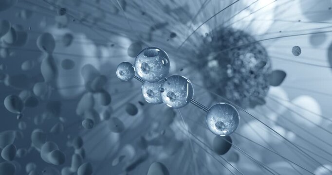 Nitric acid rotating molecular 3d structure ball-and-stick model, looped video nitrogen oxoacids
