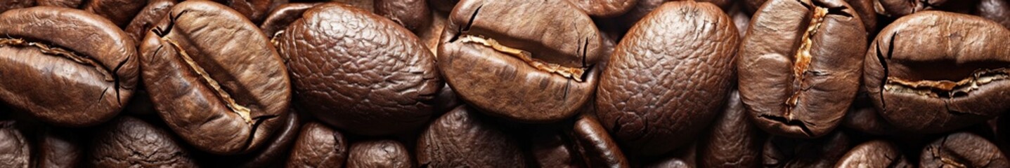 Obraz premium Close-up of roasted coffee beans, texture and patterns