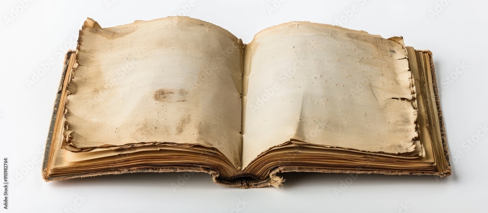 Leinwandbilder A vintage empty notebook on a white background with space for text or images. copy space available