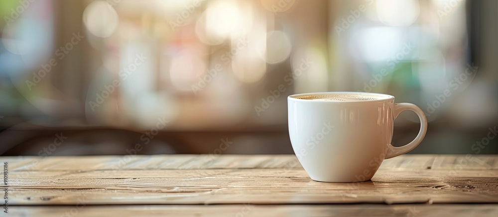 Poster coffee cup on the table with room for a copy space image