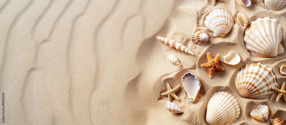 Poster Copy space image with shells and sand