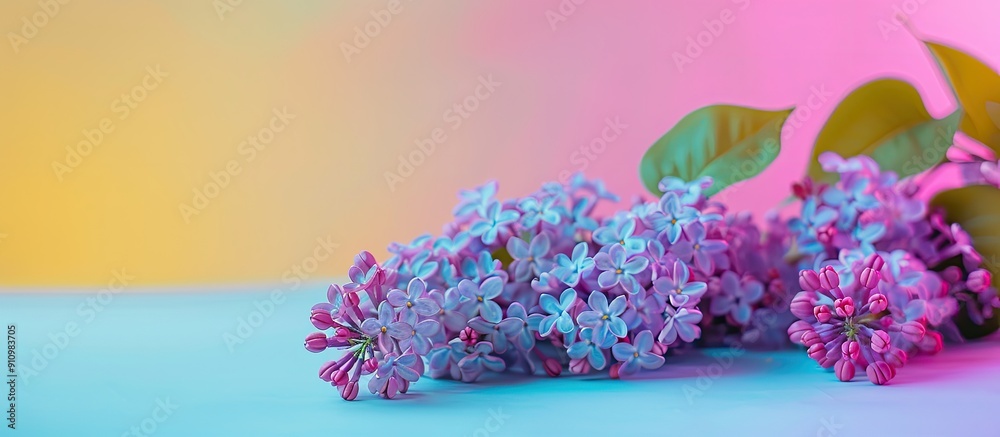Aufkleber gorgeous lilac blooms on a colorful backdrop with copy space image