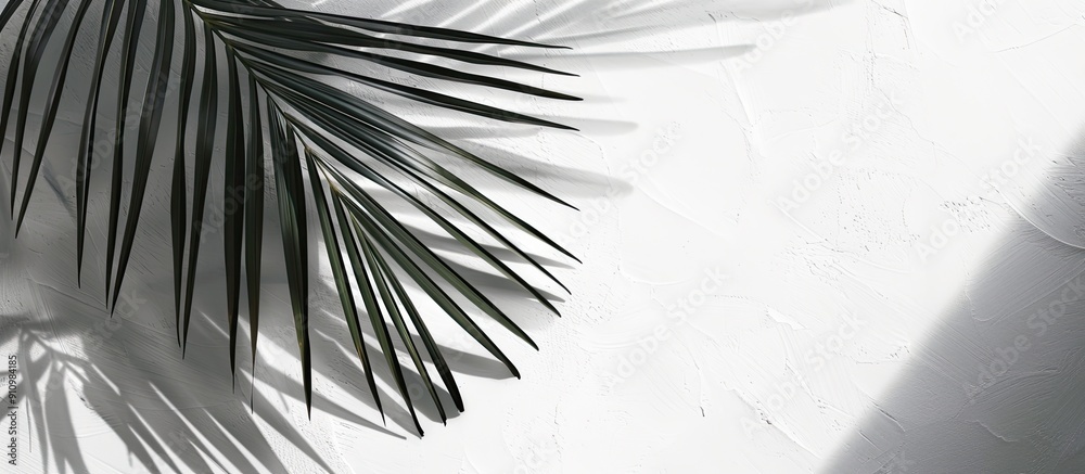 Leinwandbilder a chic composition of a palm leaf casting an abstract black and white shadow on a white wall providi