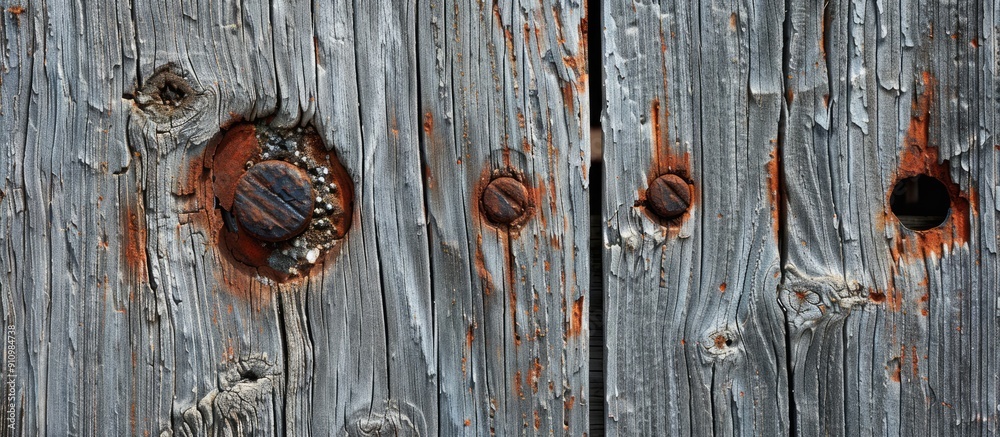 Leinwandbilder close up of aged weathered wood with rusted gaps for design elements perfect as a copy space image