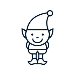 Little elf. Vector linear icon isolated on white background.