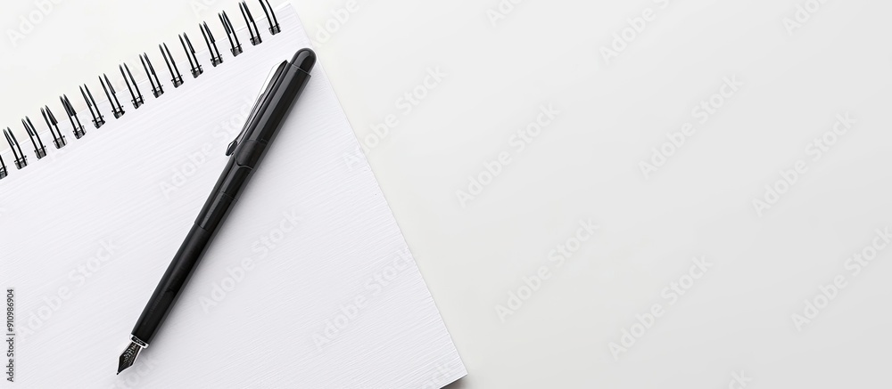 Fototapete A classic pairing of a white notepad and a black pen perfect for taking notes or sketching creating a timeless look in a copy space image