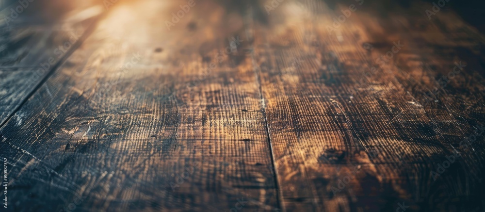 Aufkleber Close up of a vintage wooden tabletop providing a textured background with ample copy space for images