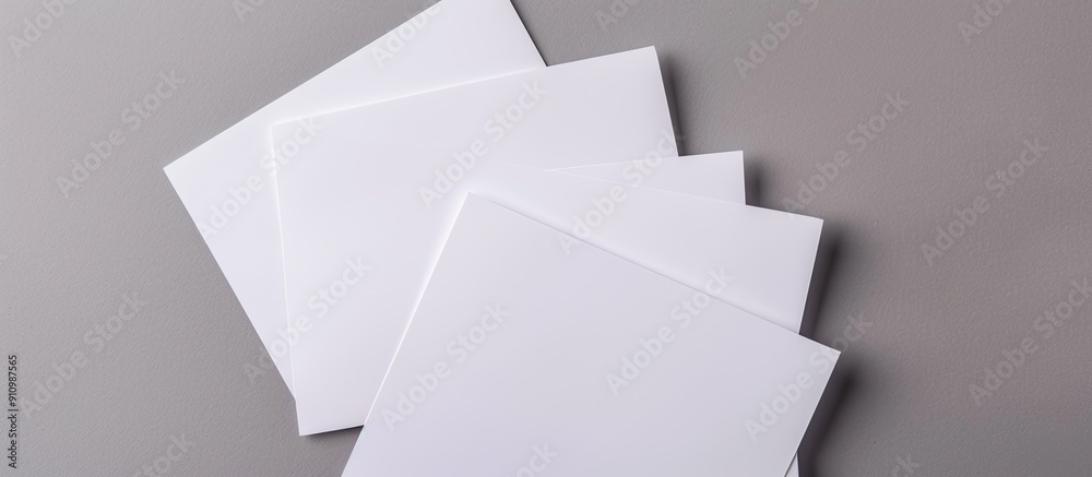 Poster four white note papers arranged in a close up shot against a gray background perfect for a copy spac