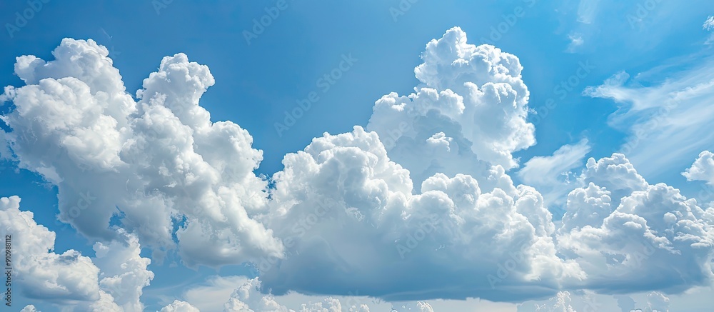 Aufkleber the expansive blue sky with fluffy clouds overhead creates a serene and peaceful copy space image