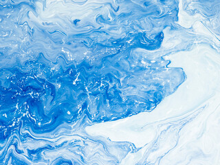 Blue wave creative abstract hand painted background, marble texture, abstract ocean, acrylic painting on canvas.