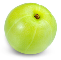 Fresh Indian gooseberries on white background, Phyllanthus Emblica isolated on white background with clipping path.