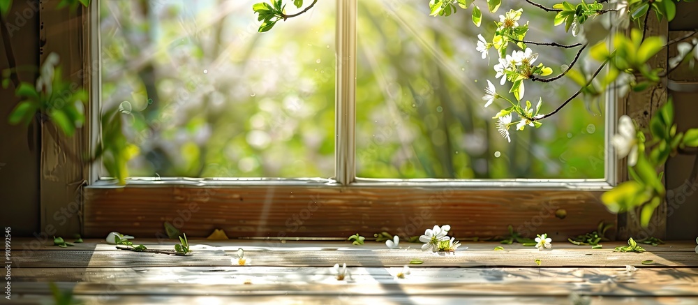 Fototapete Springtime window background with copy space image
