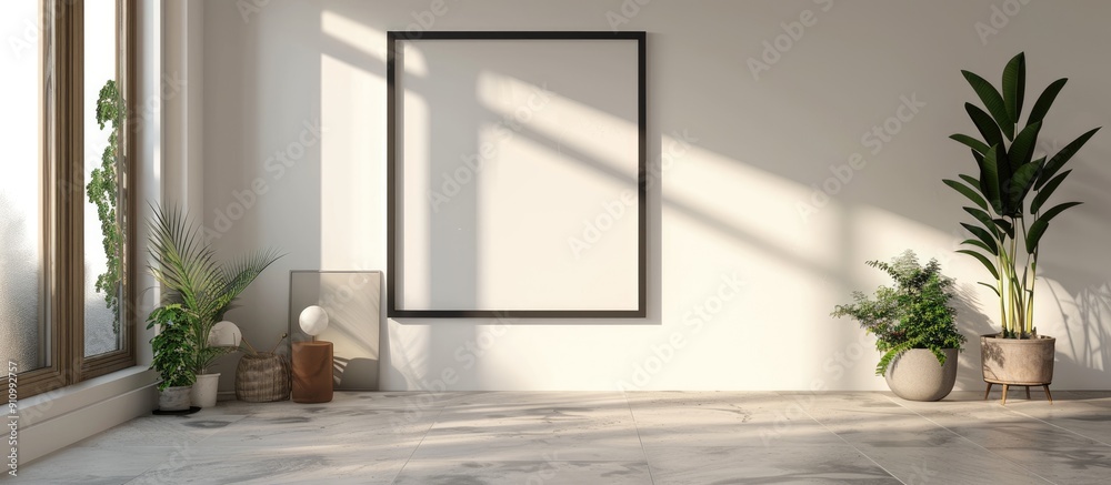 Poster wall mounted frame with black outline offering ample copy space image