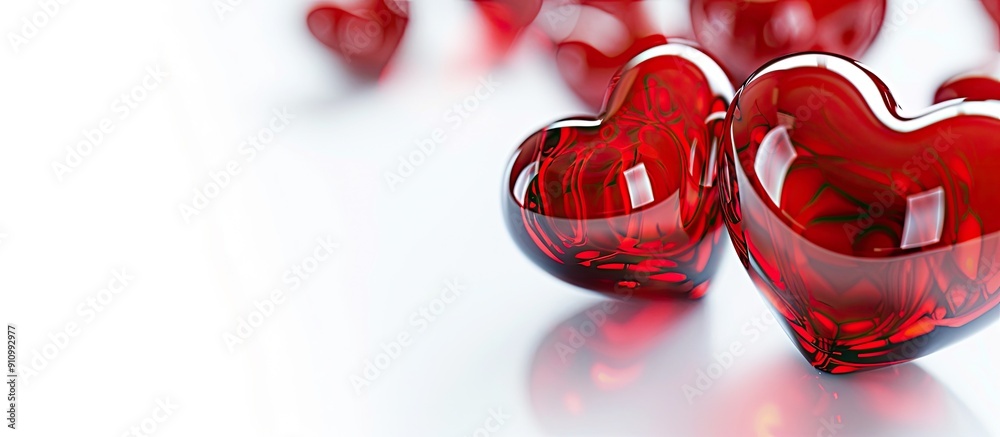 Aufkleber valentine s day greeting card featuring hearts on a glossy white backdrop with room for text or imag