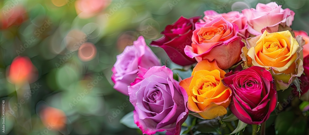 Aufkleber a beautiful assortment of multicolored roses arranged elegantly with copy space image