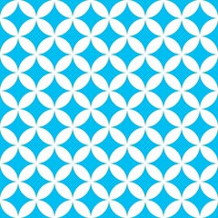 Geometric seamless pattern. Minimalism graphic blue print, trendy abstract geometric multi circle elements background, tile. For interior design, fashion cloth, textile, fabric, wrapping paper