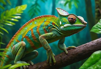 Obraz premium Colorful chameleon into the wild