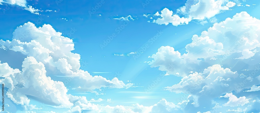 Poster summer sky with fluffy clouds offers a serene copy space image