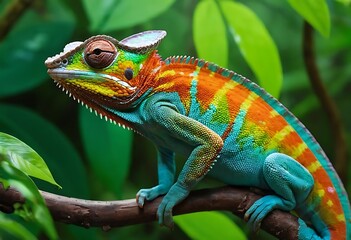 Colorful chameleon into the wild