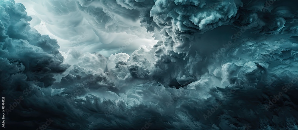 Poster Gloomy sky filled with menacing dark storm clouds perfect for a brooding copy space image