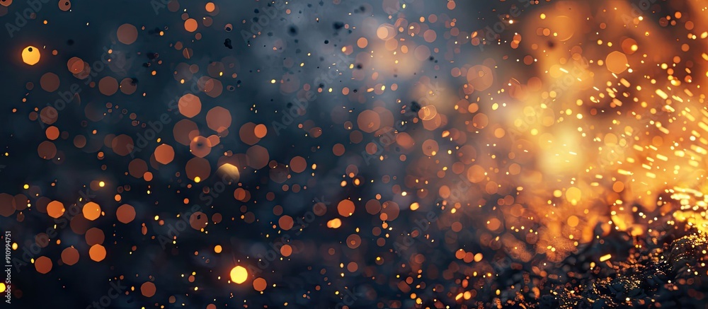 Aufkleber Close up view of fiery sparks from a steelworker s forge on a dark background with copy space image