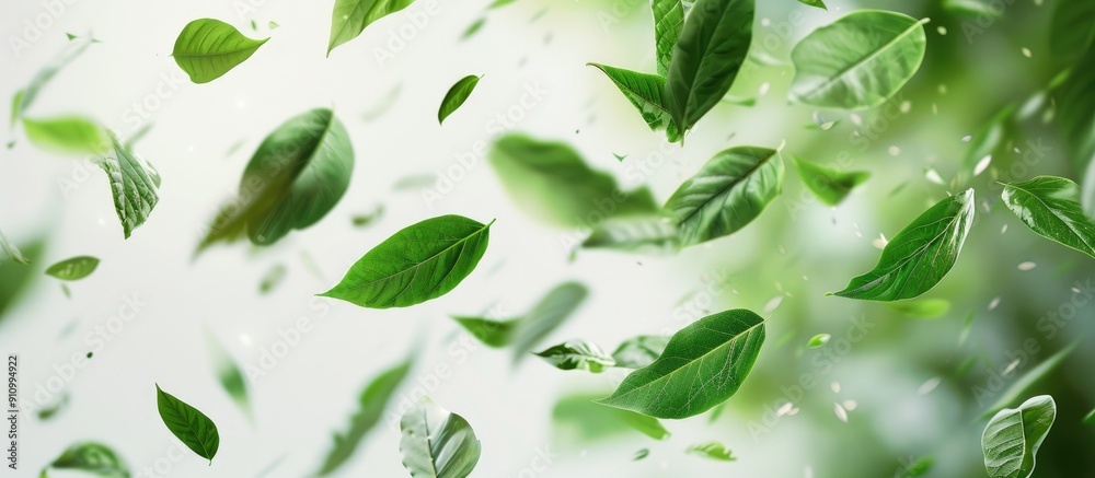 Poster the main picture features green leaves floating and dancing in the air acting as an air purifier in 