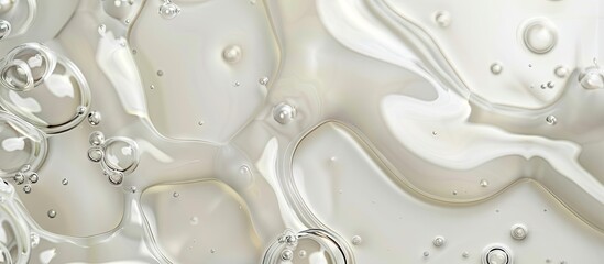Close up of a clear cosmetic cream gel with bubbles on a smooth inviting background of a skincare serum ideal for product showcasing with copy space image