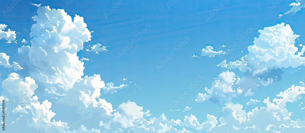 Aufkleber Scenic blue sky with fluffy white clouds in a random pattern perfect for a copy space image